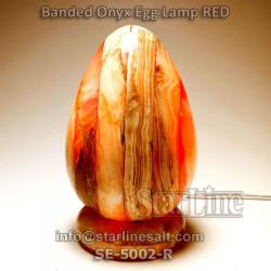 Banded Onyx Egg Lamp Red